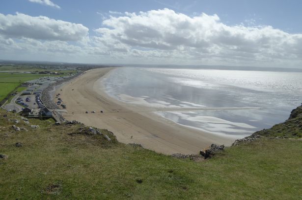 View of Brean Beach showing some of the cars on the sand