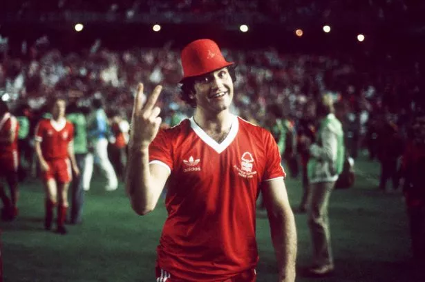 Nottingham Forest's Larry Lloyd celebrates after Forest won their second successive European Cup