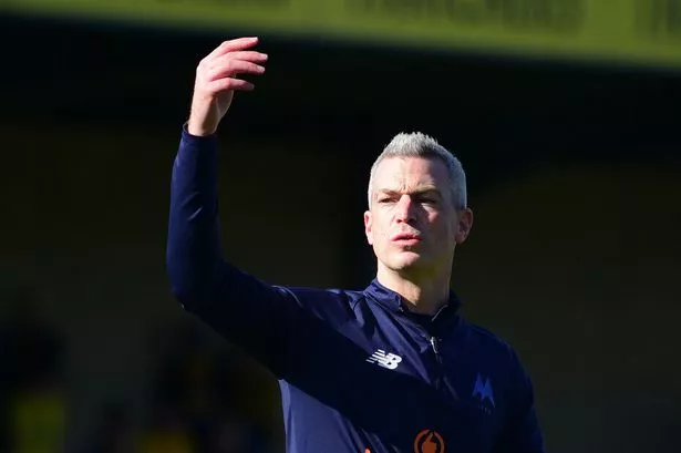 Aaron Downes, Interim Manager of Torquay United, during the National League South match between Torquay United and Havant and Waterlooville at Plainmoor, Torquay on Saturday 20th April 2024 - PHOTO: Frankie OKeeffe/PPAUK