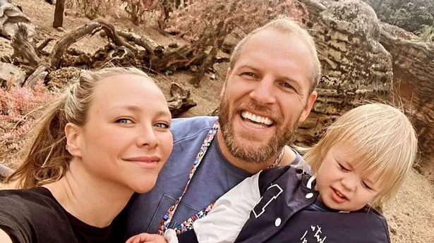 James Haskell and Chloe Madely with their daughter, Bodhi, at London Zoo