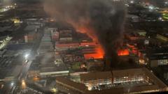 Пожар в заброшенном здании в Йоханнесбурге.