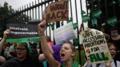 Pro-abortion protesters take part in Womens March in Washington DC