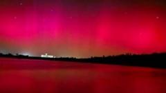 Aurora borealis iznad jezera Lapovac u Hrvatskoj