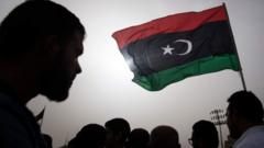 Флаг Ливии на фоне неба