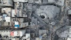 Drone shots of destroyed buildings