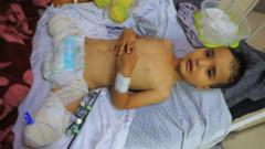 Three-year-old Ahmed Shabat in hospital