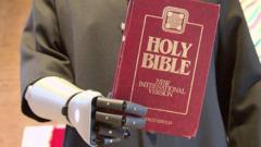 Бионическая рука священника держит Библию