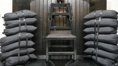 A file photo from 2010 shows the firing squad execution chamber at the Utah State Prison in Draper, Utah