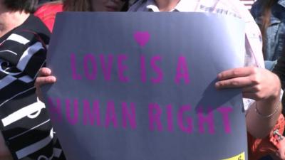 Sign reading 'Love is a human right'