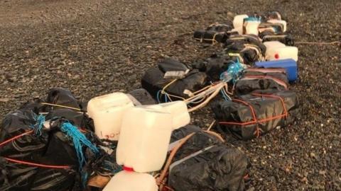 Bags on beach