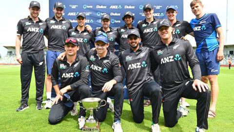 New Zealand with the ODI series trophy