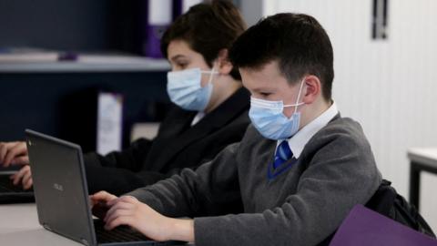 Children wearing school masks