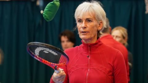 Judy Murray at a tennis workshop at Mount Vernon Primary School, Glasgow