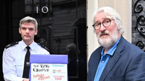 Jeremy Paxman presenting the Parky Charter at No 10