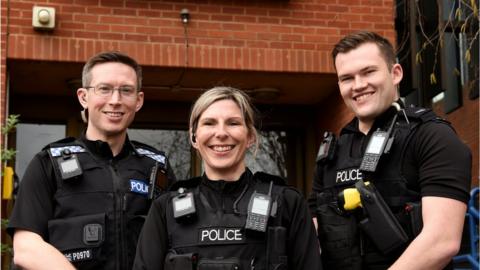 PC Tom Blount, PC Sarah Clark and PC Oliver Smith