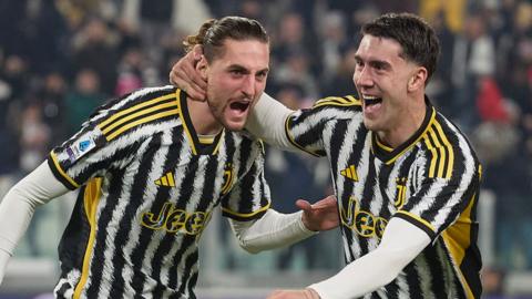 Adrien Rabiot celebrates for Juventus