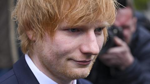 Ed Sheeran outside court in his New York copyright trial