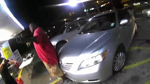 Police footage showing Alton Sterling with police in Baton Rouge before he was shot