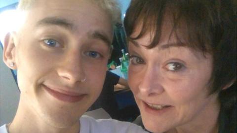 Photo of Olly Alexander with his mum Vicki Thornton