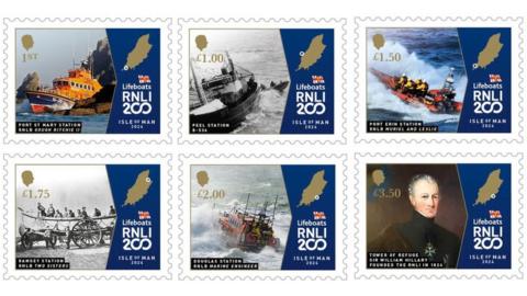 Set of six stamps celebrating the RNLI's 200th anniversary
