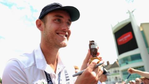 Stuart Broad after his Ashes win on home turf at Trent Bridge in 2015.