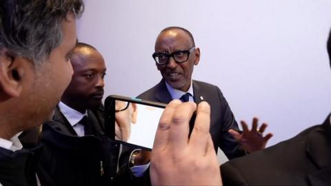 Rwanda's President Kagame speaks to the BBC at Davos