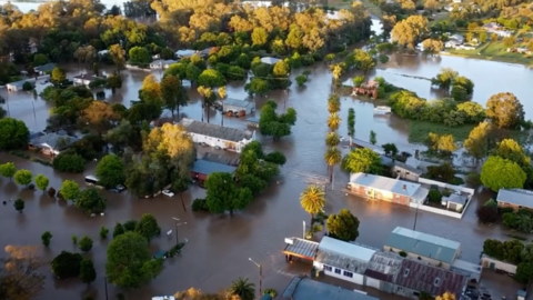 Aerial image of the flooding in Eugowra