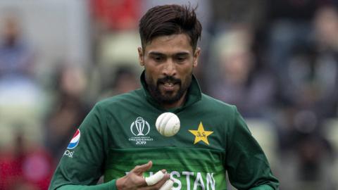 Mohammad Amir playing for Pakistan