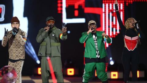 US hip-hop band Black Eyed Peas performs during a concert entitled New Year's Eve organized by Polish Television in Zakopane, southern Poland, 31 December 2022