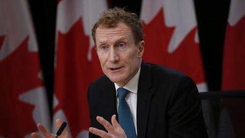 Marc Miller, Canada's immigration minister, speaks during a news conference in Ottawa, Ontario, Canada, on Thursday, Feb. 29, 2024.