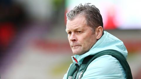 Forest Green Rovers manager Steve Cotterill looks on from the touchline