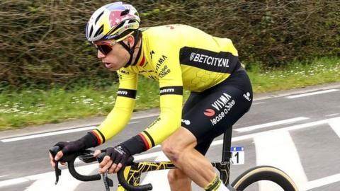 Belgian cyclist Wout van Aert competing at Dwars door Vlaanderen