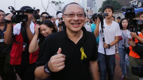Benny Tai at a protest in Hong Kong