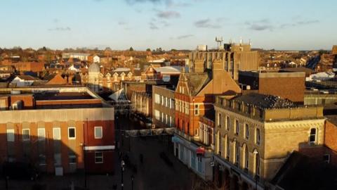 An aerial view of Wellingborough town centre