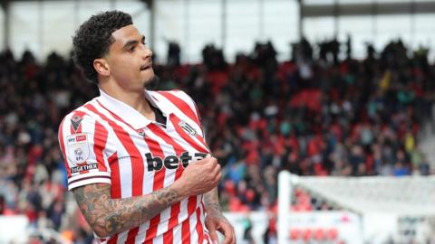 Ki-Jana Hoever of Stoke City celebrates scoring