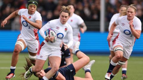 England's Meg Jones launches another England attack