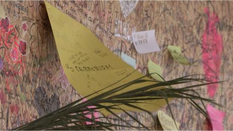 Memorial wall in Stockholm for victims of attack