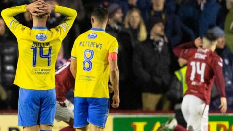 Arbroath's Mark Stowe celebrates as Raith Rovers are left stunned