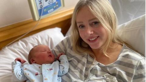 Louise with her son Smith who was born weighing 8lb 10oz
