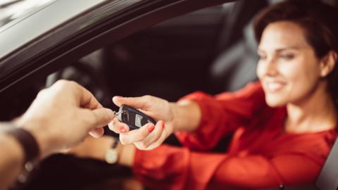 Woman buying a car