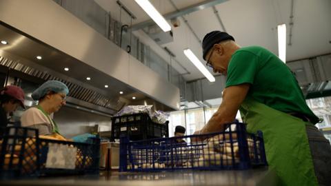 Meals being prepared in 'The Nourish Hub'