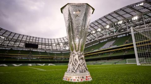 The Europa League trophy at Aviva Stadium