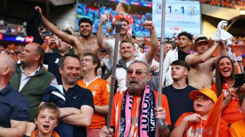Luton Town fans at the Championship play-off final at Wembley Stadium