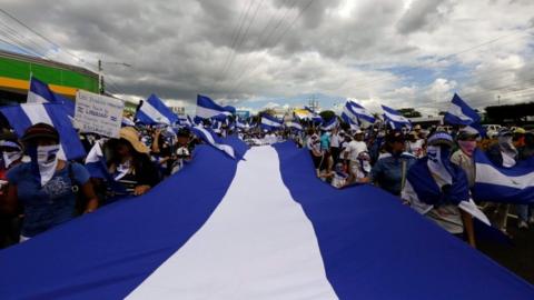 Opposition protest march in Managua, 18 Aug 2018