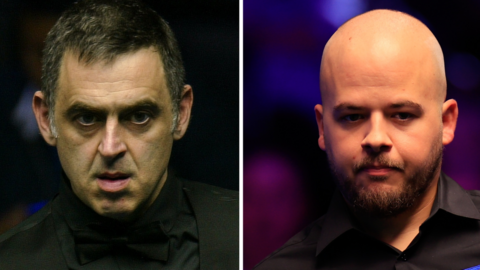 Ronnie O'Sullivan Luca Brecel study shots at the 2024 World Open in China