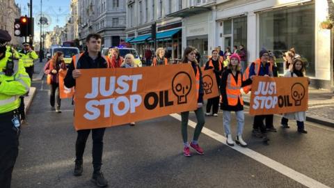 File image from November 2022 showing JSO protesters marching down The Strand