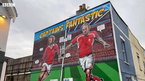 A mural of former Bristol City captains Louis Care