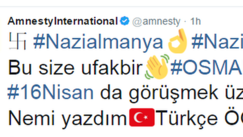 Post in Turkish on Amnesty International's Twitter account