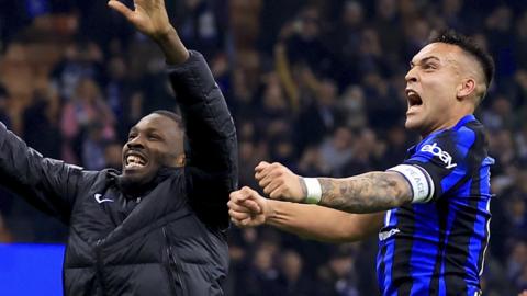 Inter Milan celebrate beating Juventus