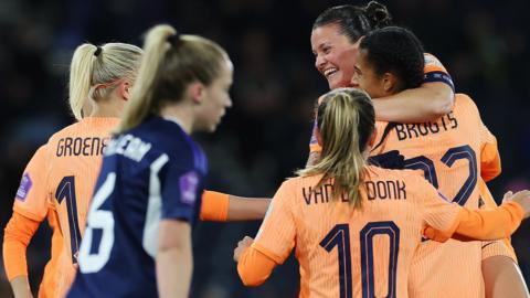 The Dutch celebrate at Hampden